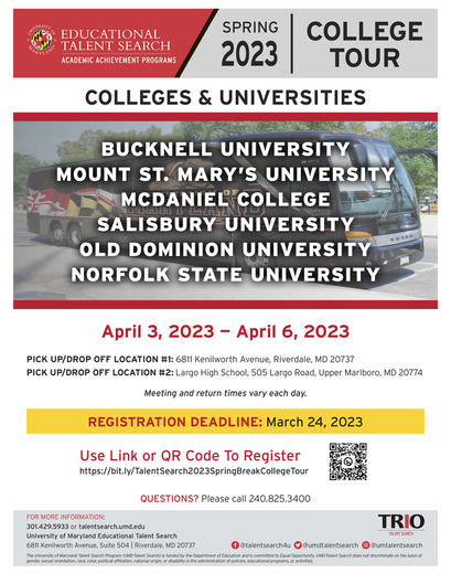 Spring 2023 College Tour - Flyer